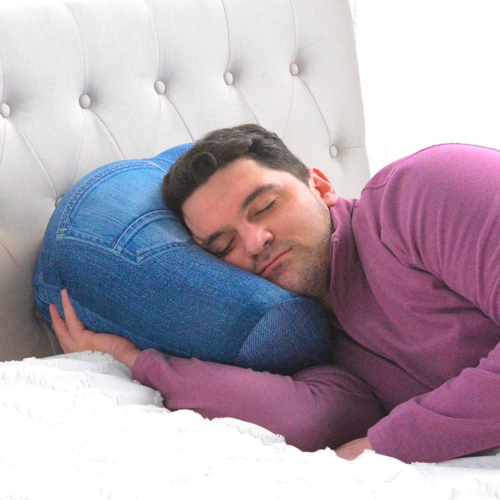 Side sleeper position with Buttress Pillow ORT - demonstrating proper head and neck alignment in ergonomic valley for side sleeping